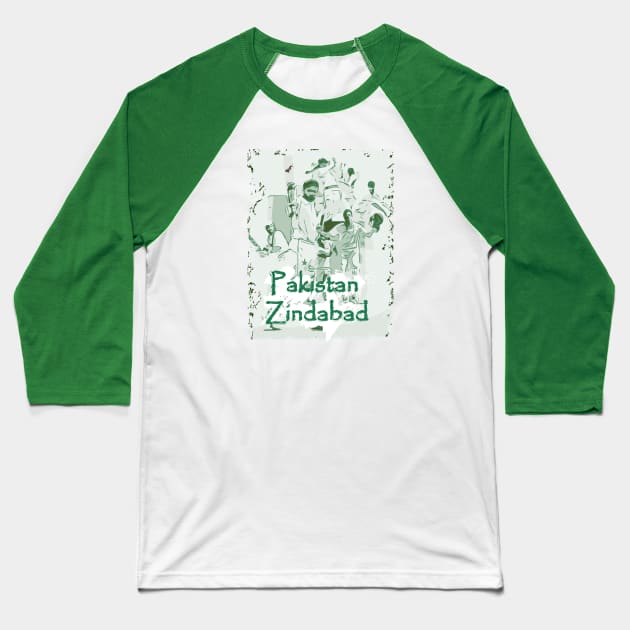 Pakistan Cricket Zindabad T20 Men In Green Baseball T-Shirt by FasBytes